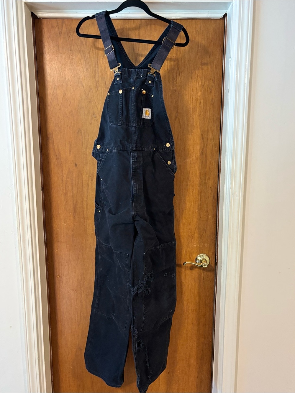 Carhartt Black Canvas Overalls with Brass Buttons